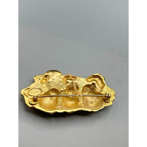 Vintage Pin Brooch La Rage Three Angels Cherubs in Clouds Gold Tone Angel Wings - Picture 5 of 9